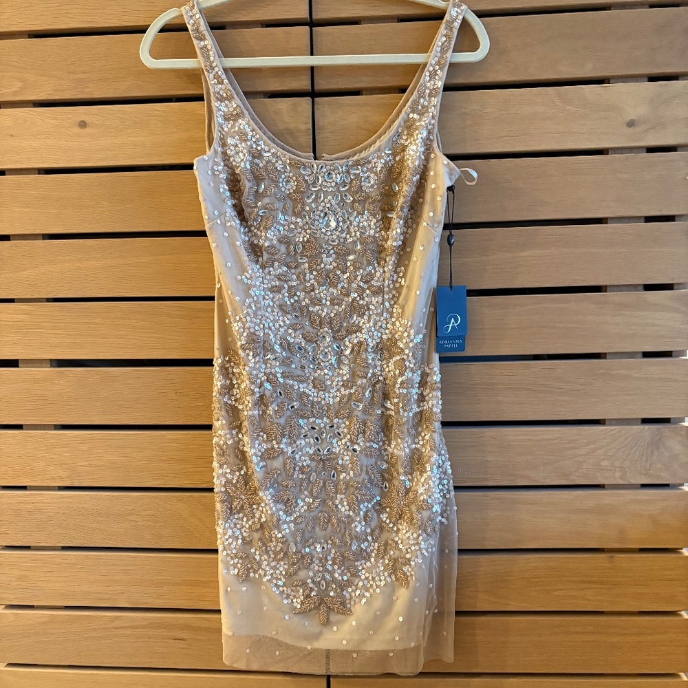 NWT Adrianna Papell Gold Cocktail/Holiday/Party Dress - Style #041875490